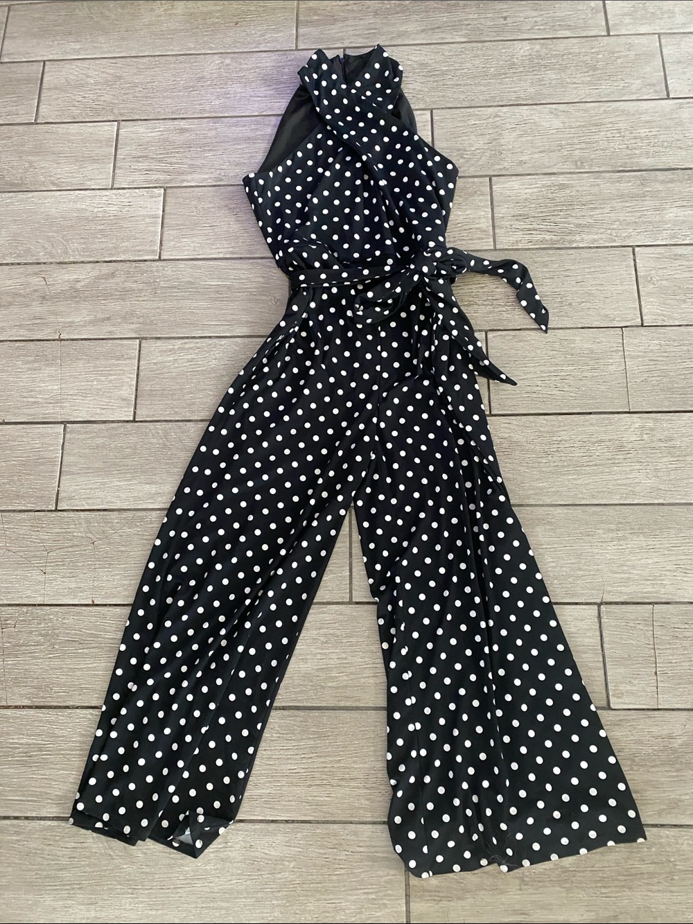Sam Edelman Black Polka Dot Halter Jumpsuit